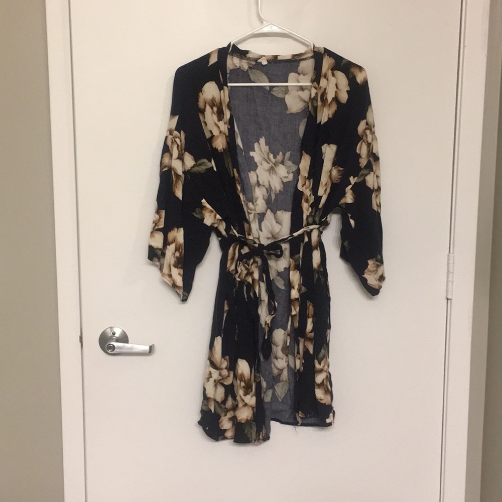 Pink Blush Navy Floral Maternity Robe